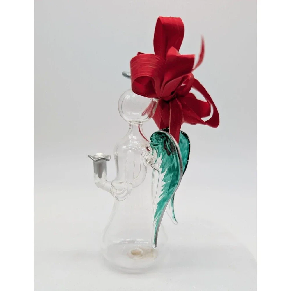 Vtg Soffieria Parise Hand Blown Glass Christmas Angel Candle Holder Italy